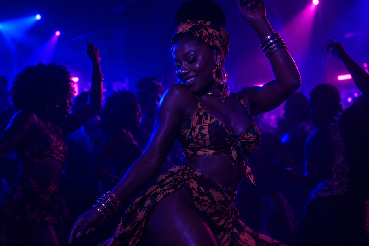 Guests dancing at DEKOVEN under purple lights