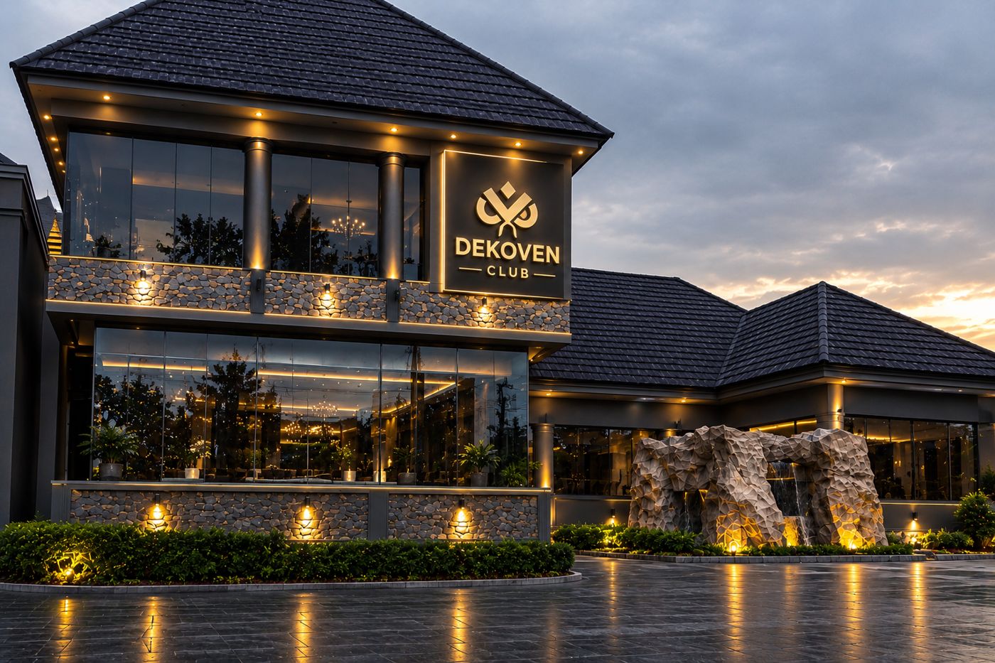 DEKOVEN Club exterior at dusk